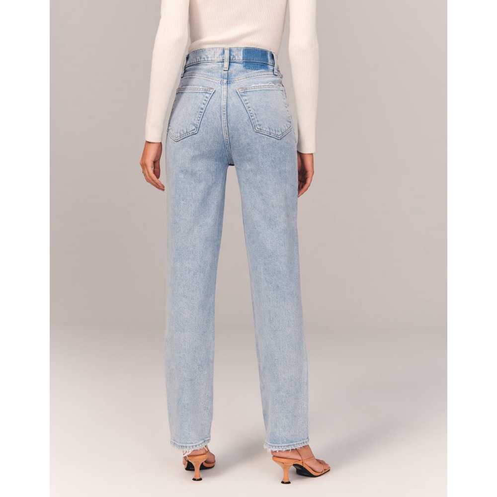 Abercrombie & Fitch Jeans Womens 27/4R Light Blue Curve Love 90s Straight Cross - Picture 3 of 14